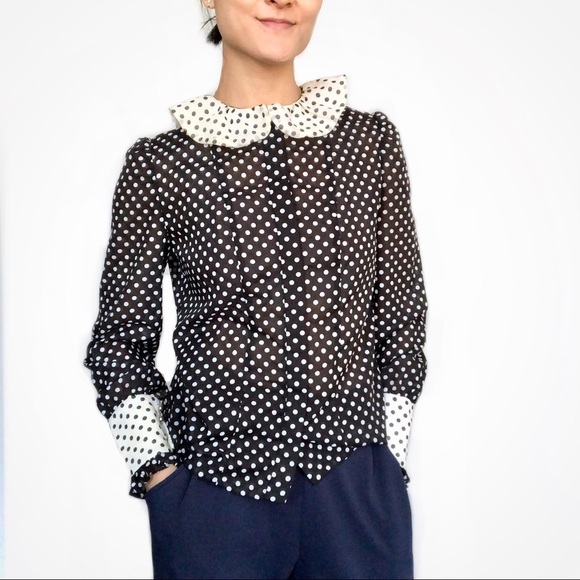 Fabiana C Peter Pan collar polka dot top - Picture 1 of 8